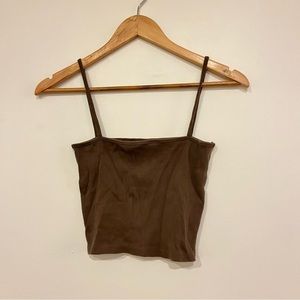 Brandy Melville brown straight neck tank top